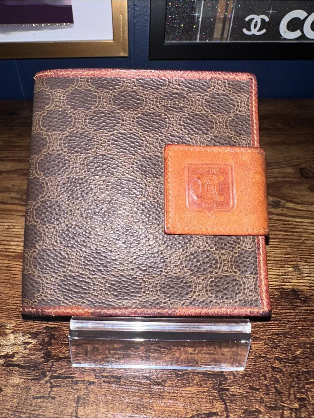 Celine Brown & Tan Logo Bifold Wallet